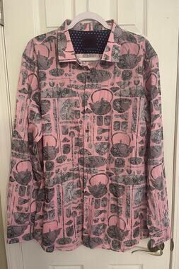 Lords of Harlech Victor Tea Ceremony Pink Long Sleeved Surfer Shirt, A41